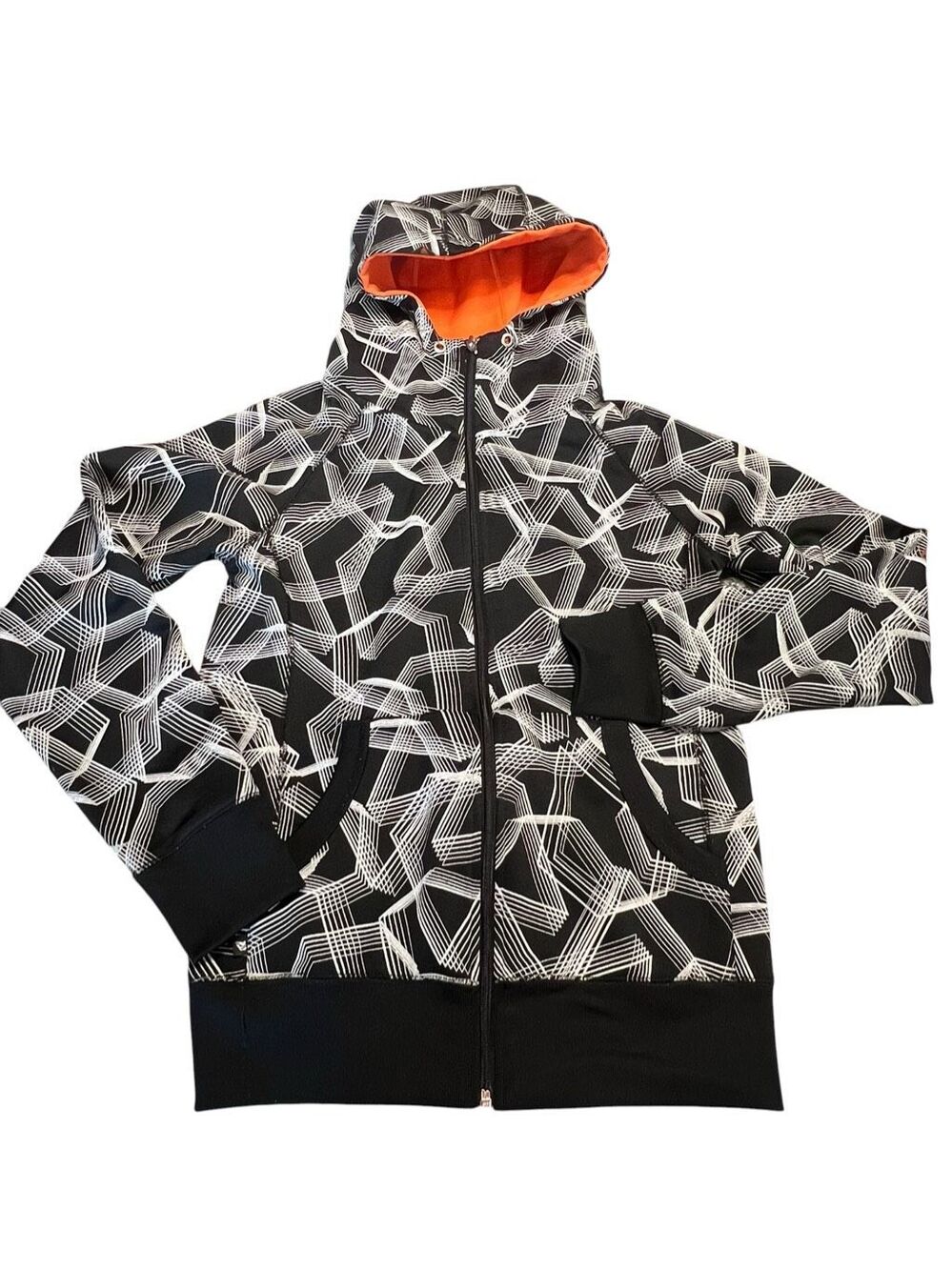 Volcom Small full-zip black stone geometric print hoodie Y2K Skate streetwear